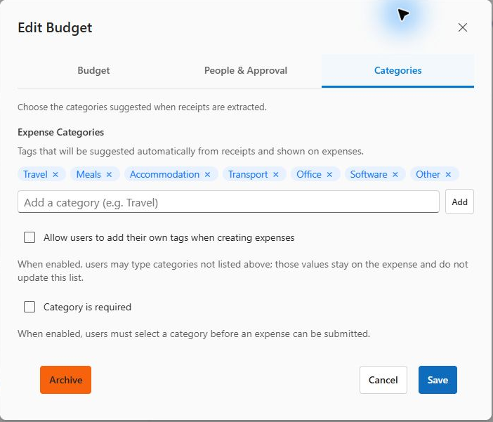Figure 3 Category suggestions and submission requirements