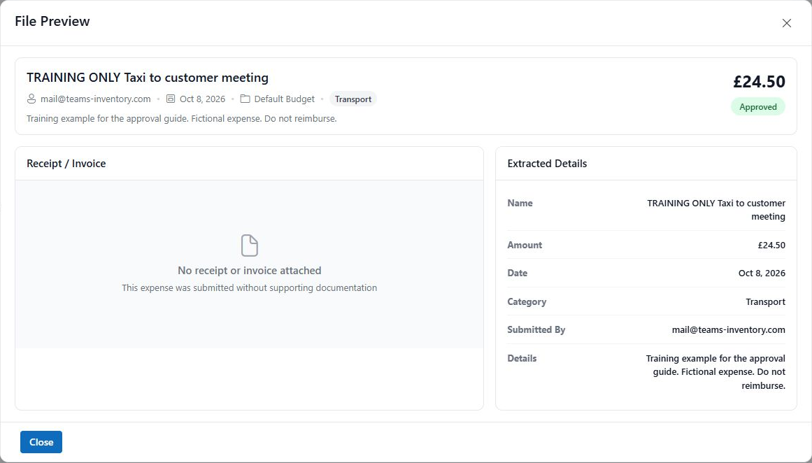 Figure 6 The employee preview confirms the final Approved status
